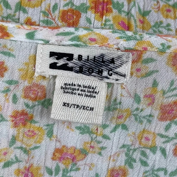 Billabong Wrap Dress Womens Size XS Yellow Floral Short Sleeve VNeck NWT - Picture 8 of 13